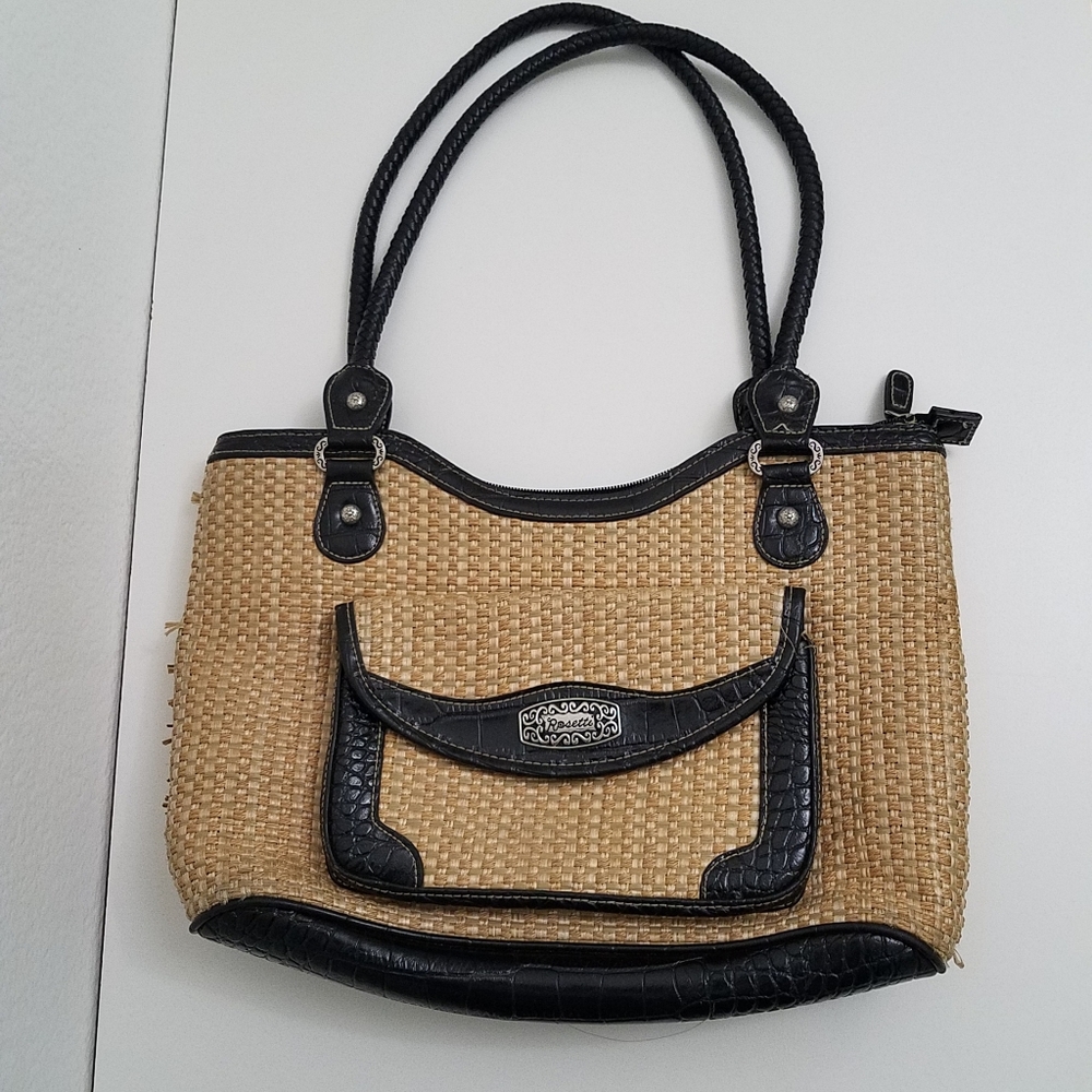 TODAY ONLY! $8 Straw/Crochet Tan and Black Handbag - Picture 2 of 14